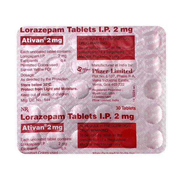 Lorazepam 2MG Tablets (Pfizer)